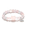 Cat Charm Bracelet with Silver Obsidian or Rose Quartz