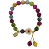 Flower Charm Bracelet with Faux Tourmaline Beads