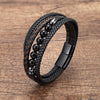 Braided Leather Bracelet with Stone Beads for Men and Women