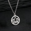 Stainless Steel Lotus Pendant Necklace in Gold or Silver Tone