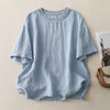 Women's Cotton Linen Short Sleeve T-Shirt Relaxed Fit
