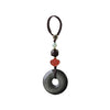 Obsidian Peace Buckle Keychain with Lotus or Wealth Charm