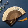 Bamboo Folding Fan with Yellow Paper and Tassel