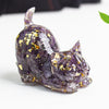 Resin Cat Figurine with Crystal Gravel, Desk Decor