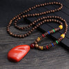 Nepalese Style Wooden Bead Long Necklace, 12 Pendant Styles