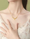 Gold-Plated Bamboo Necklace with Leaf Charm