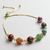 Gold-Tone Wire Wrapped Gemstone Bead Bangle Bracelet