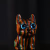 Hand-Carved Rainbow Wood Cat Figurine