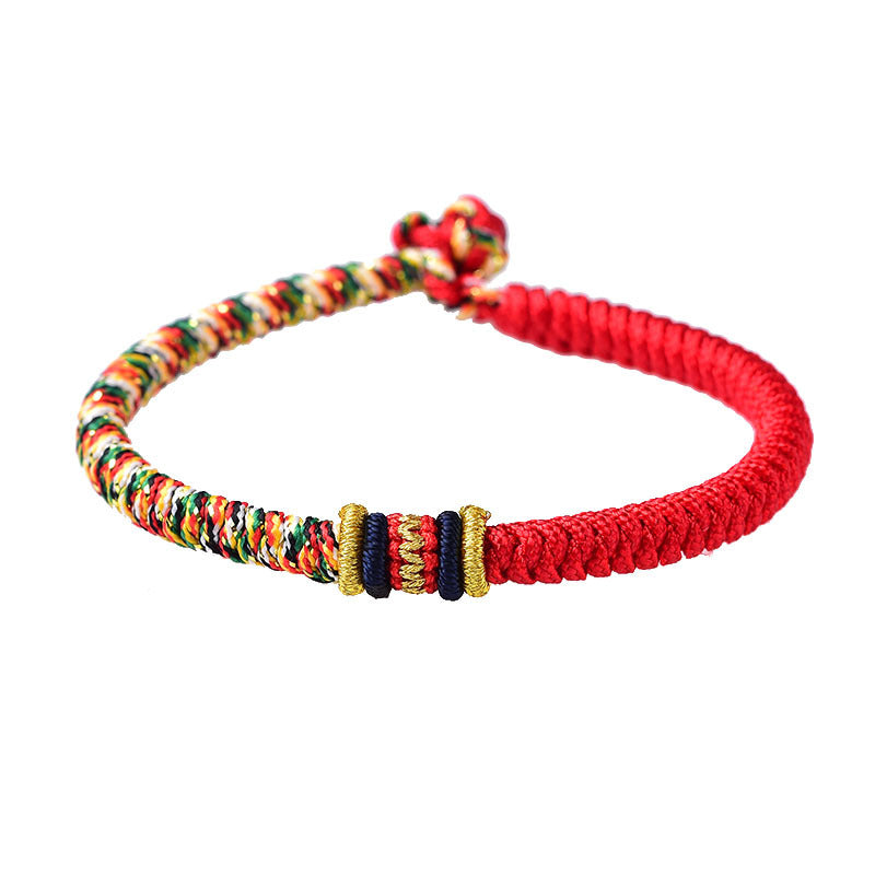 Red String King Kong Knot Bracelet with Silver Beads