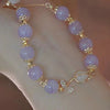 Rabbit and Flower Charm Bracelet, Gold-Tone Alloy Bead Jewelry