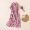 Summer Buttons Design Short Sleeve Midi Dress With Pockets