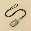 Tibetan Thangka Pendant Necklace, Ebony Wood Rope