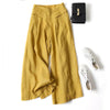 Women's Wide Leg Pants Cotton Linen High Waist Trousers With Pockets