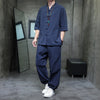 Men's Linen Tang Suit Set with Frog Buttons