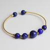 Gold-Tone Wire Wrapped Gemstone Bead Bangle Bracelet