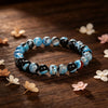 Lake Blue Fire Agate Bead Bracelet, 8mm Round Stone Jewelry