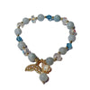 Crystal and Cat's Eye Charm Bracelet with Star, Moon and Flower Beads