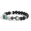 Hamsa Hand Lava Rock Bracelet with Natural Stone Beads