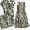 Commute Summer Printing Simple Design Crew Neck Sleeveless Midi Dress With Pockets