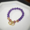 Amethyst and Strawberry Quartz Charm Bracelet for Women