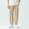 Men's Harem Pants Summer Casual Cotton Linen Cropped Trousers