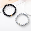 Matte Lava Rock and Howlite Bead Bracelet with Skull or Metal Charm
