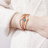 Olive Pit Bamboo Bracelet with Stone Accents