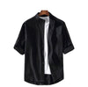 Men's Linen Blend Stand Collar Shirt With Pocket