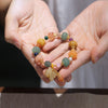 Golden Silk Jade Lotus Bracelet, Natural Stone Beads