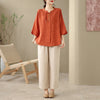 Embroidered Cotton Linen Top and Pants Set