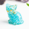 Crystal Chip Resin Cat Figurine Desktop Decoration