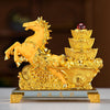 Gold-Tone Horse and Wealth Tree Statue