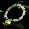 Natural Tianshan Jade Bamboo Bracelet with Money Bag Charm