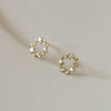 925 Sterling Silver Posts Metal Tiny Wreath Stud Blessing Flower Earrings