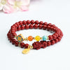 Cinnabar Pixiu Bracelet with Gold-Tone Charm