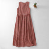 Plaid Sleeveless Summer Midi Dress With Pockets