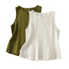 White and green sleeveless cotton tops with vertical seam details