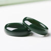 Cyan Jade Ring for Luck, Geometric Stone Band