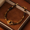 Tiger Eye and Copper Bead Bracelet with Gold-Tone Charm