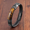 Tiger Eye Stone Leather Buckle Bracelet Unisex