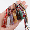 Carved Fish Stone Pendant Necklace, Natural Gemstone Charm