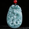 Chinese Zodiac Jade Pendant Necklace Blue Water Horse Luck Rope