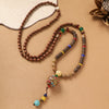 Handmade Wood Bead Necklace with Alloy Pendant