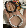 Crown Charm Couple Bracelet Set with Stone Beads