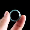 Blue Water Jade Dragon Scale Ring, Carved Ice-Grade Stone Band