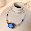 Lapis Lazuli Geometric Necklace with Clear Quartz