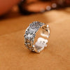 Vintage style copper ring with Tibetan script and open adjustable band