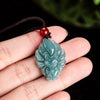 Natural Blue Water Jade Nine Tailed Fox Pendant Necklace