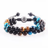 Tiger Eye Black Agate Evil Eye Double Row Bracelet