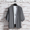 Men's Kimono Open Front Jacket Solid Color Lightweight Summer Cardigan